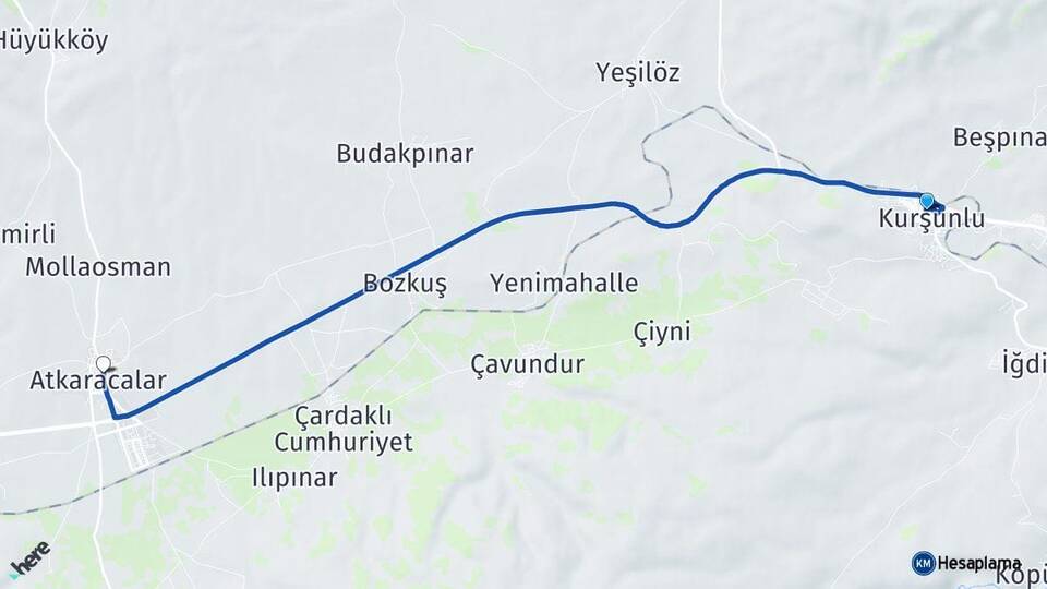 Çankırı Kurşunlu Atkaracalar Arası Kaç Km - Yol Haritası