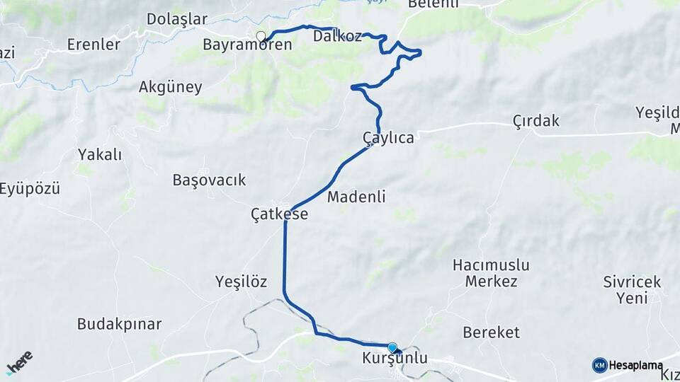 Çankırı Kurşunlu Bayramören Arası Kaç Km - Yol Haritası