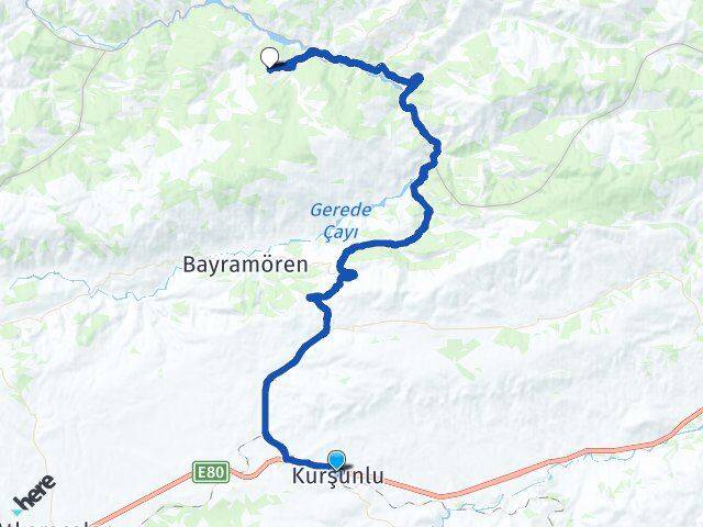 Çankırı Kurşunlu Harmancık Bayramören Arası Kaç Km - Yol Haritası