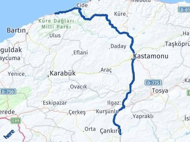 Çankırı Kurucaşile Bartın Arası Kaç Km - Yol Haritası
