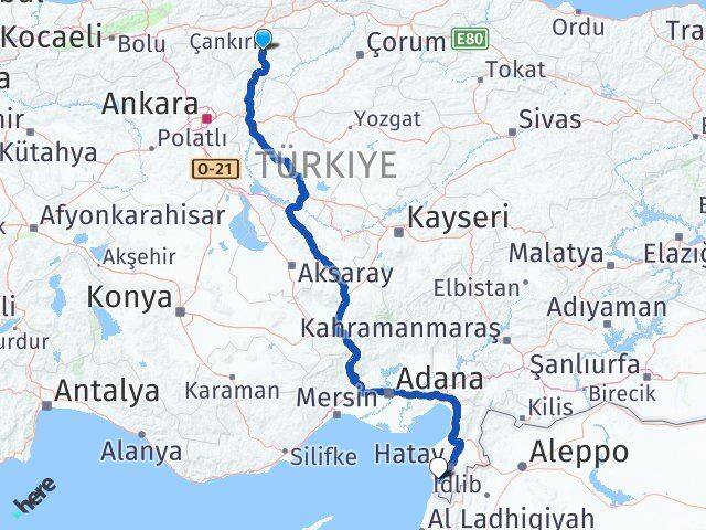 Çankırı Samandağ Hatay Arası Kaç Km - Yol Haritası