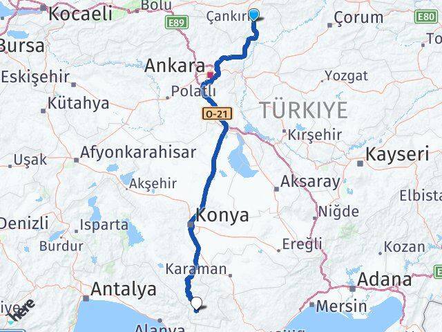 Çankırı Sarıveliler Karaman Arası Kaç Km - Yol Haritası