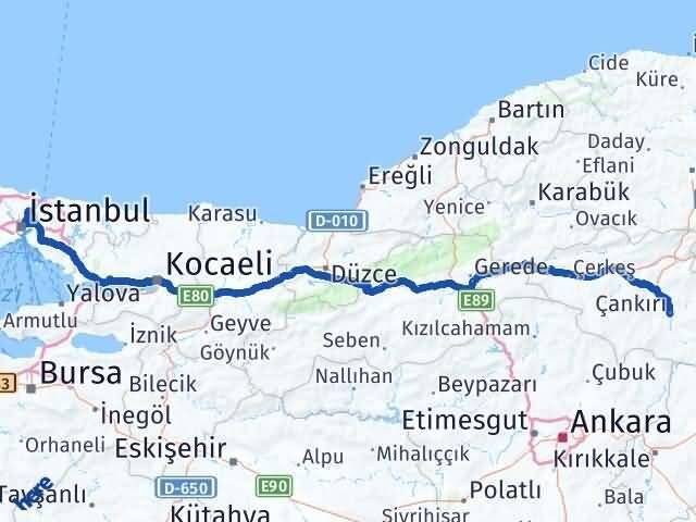Çankırı Sarıyer İstanbul Arası Kaç Km - Yol Haritası