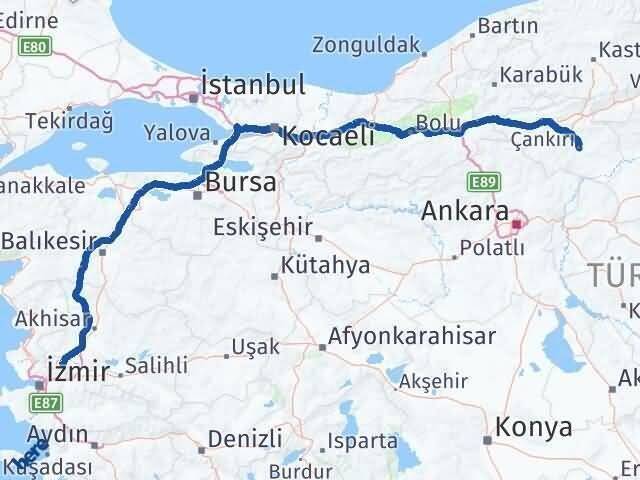 Çankırı Şehzadeler Manisa Arası Kaç Km - Yol Haritası