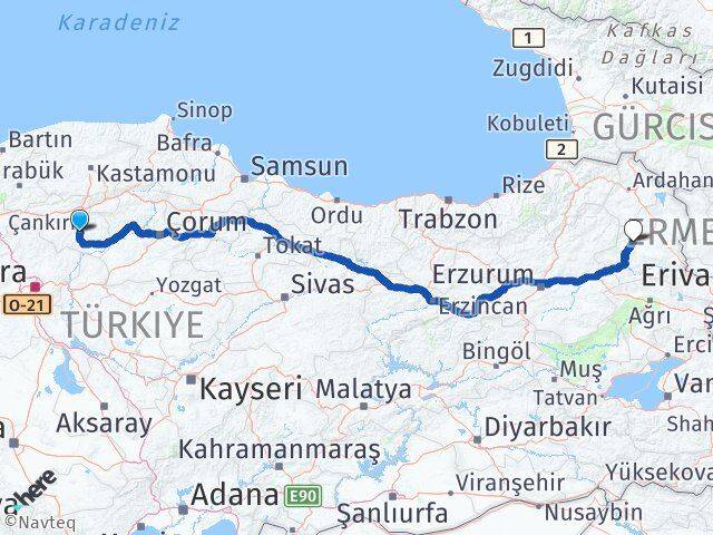 Çankırı Selim Kars Arası Kaç Km - Yol Haritası