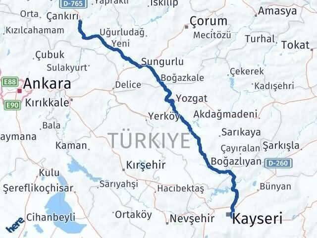 Çankırı Talas Kayseri Arası Kaç Saat? Yol Haritası, Yakıt, Rota ve Mesafe Hesaplama Çankırı Talas Kayseri Arası Kaç Km? Kaç Saat? Yol Haritası