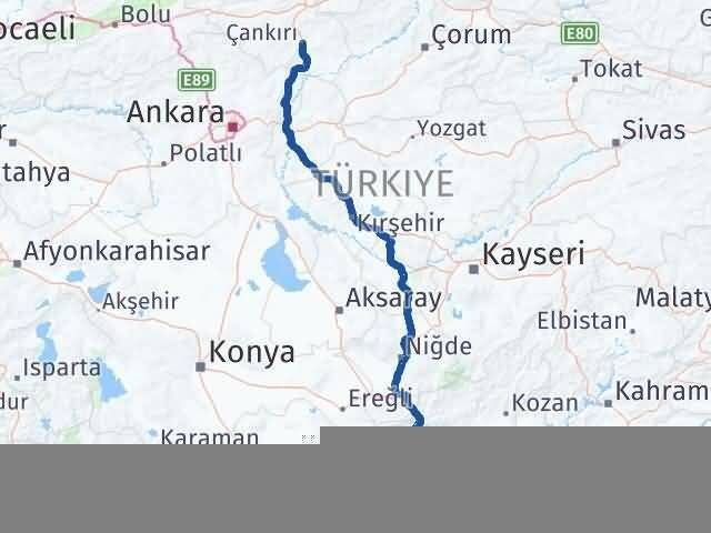 Çankırı Toroslar Mersin Arası Kaç Km - Yol Haritası