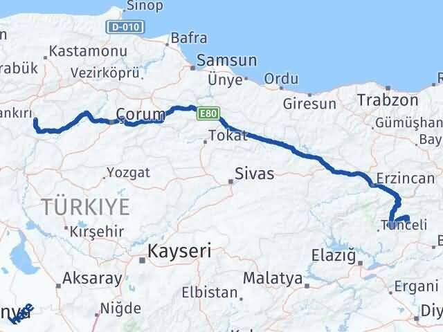 Çankırı Yayladere Bingöl Arası Kaç Km - Yol Haritası