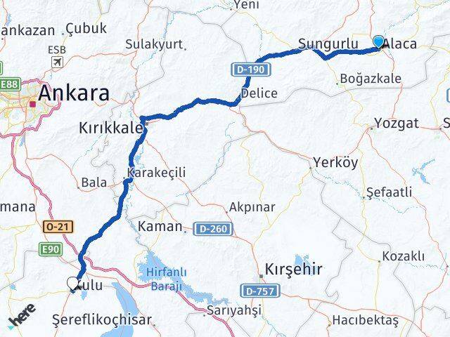 Çorum Alaca Kulu Konya Arası Kaç Km - Yol Haritası