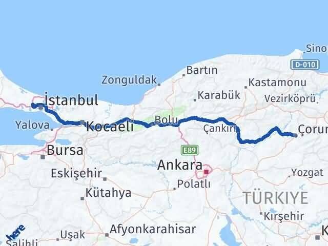 Çorum Başakşehir İstanbul Arası Kaç Km - Yol Haritası