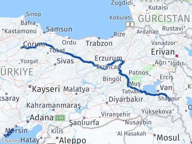 Çorum Başkale Van Arası Kaç Km - Yol Haritası