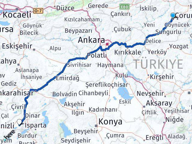 Çorum Başmakçı Afyonkarahisar Arası Kaç Km - Yol Haritası