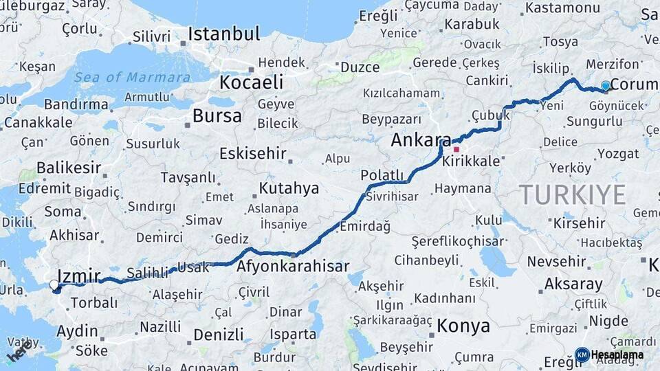 Çorum Buca İzmir Arası Kaç Saat? Yol Haritası, Yakıt, Rota ve Mesafe Hesaplama Çorum Buca İzmir Arası Kaç Km? Kaç Saat? Yol Haritası