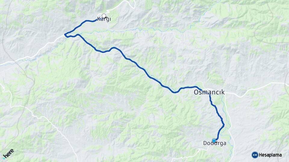 Çorum Dodurga Kargı Arası Kaç Km - Yol Haritası
