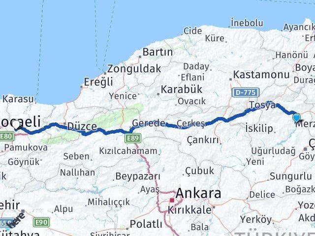 Çorum Dodurga Sakarya Arası Kaç Km - Yol Haritası