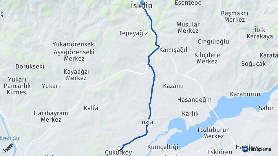 Çorum İskilip Çukurköy İskilip Arası Kaç Km - Yol Haritası