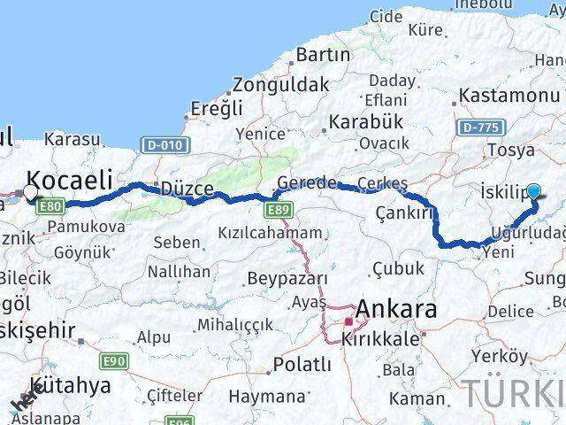 Çorum İskilip Sarımeşe Kartepe Kocaeli Arası Kaç Km - Yol Haritası