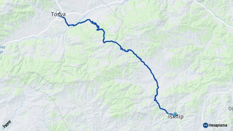 Çorum İskilip Tosya Kastamonu Arası Kaç Km - Yol Haritası