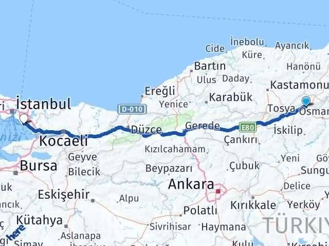 Çorum Kargı Kartal İstanbul Arası Kaç Km - Yol Haritası