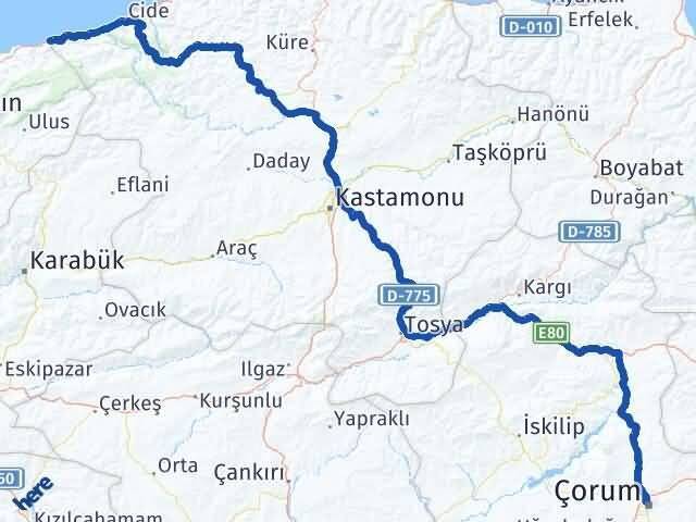 Çorum Kurucaşile Bartın Arası Kaç Km - Yol Haritası