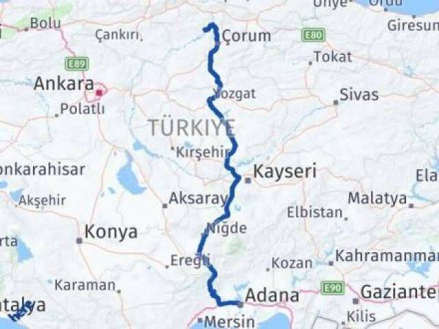 Çorum Oğuzlar Adana Arası Kaç Km - Yol Haritası