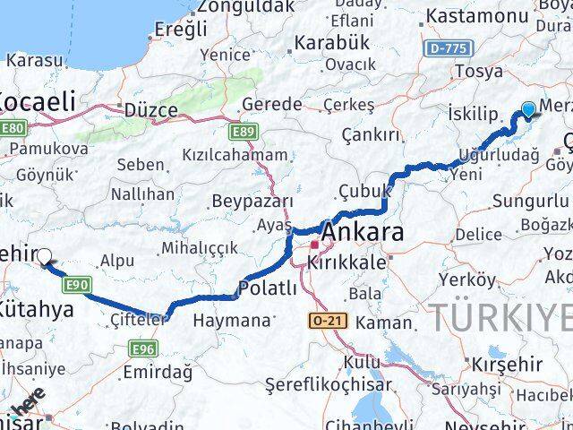 Çorum Oğuzlar Eskişehir Arası Kaç Km - Yol Haritası