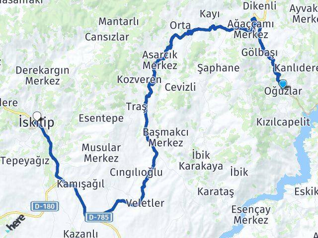 Çorum Oğuzlar İskilip Arası Kaç Km - Yol Haritası