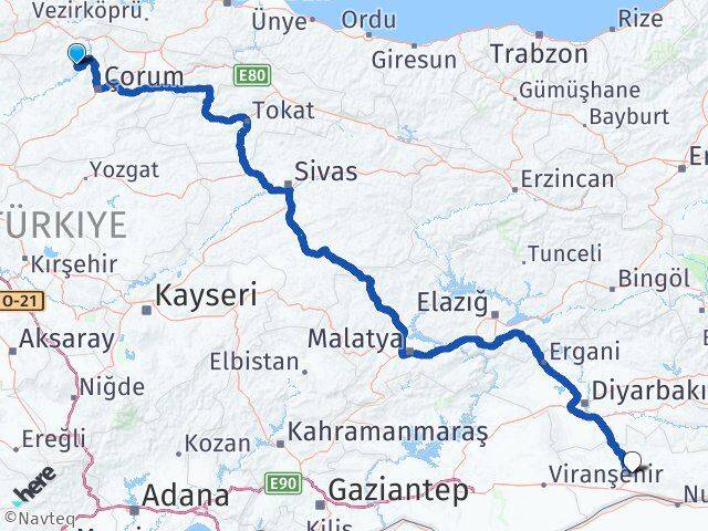 Çorum Oğuzlar Mardin Arası Kaç Km - Yol Haritası