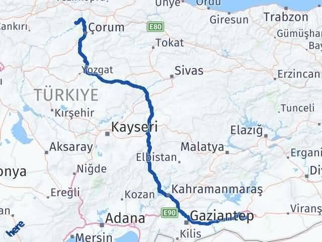 Çorum Oğuzlar Şanlıurfa Arası Kaç Km - Yol Haritası