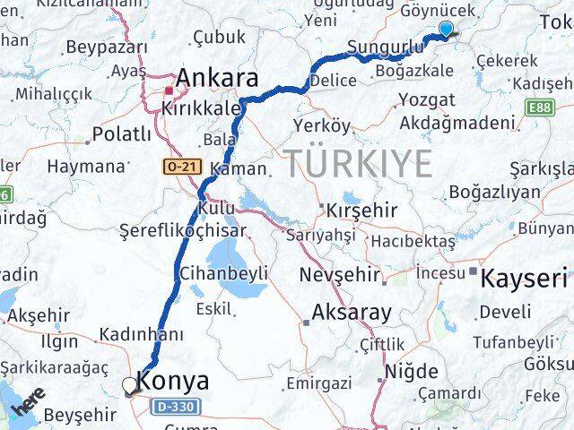 Çorum Ortaköy Konya Arası Kaç Km - Yol Haritası