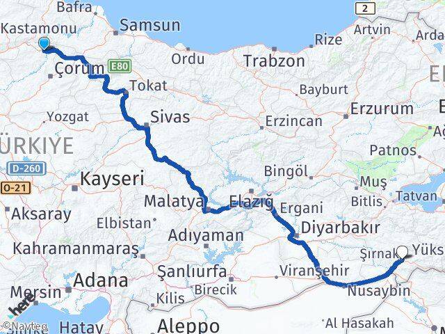 Çorum Osmancık Şırnak Arası Kaç Km - Yol Haritası