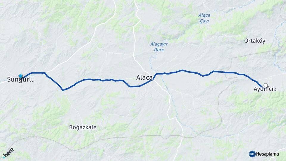 Çorum Sungurlu Aydıncık Yozgat Arası Kaç Km - Yol Haritası