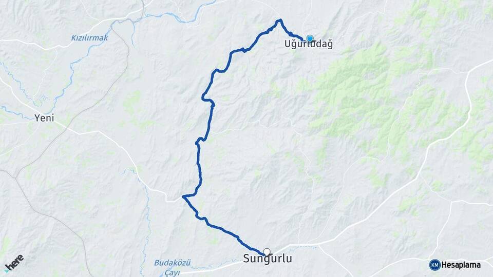 Çorum Uğurludağ Sungurlu Arası Kaç Km - Yol Haritası