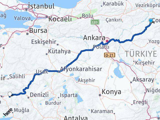 Çorum Yenipazar Aydın Arası Kaç Saat? Yol Haritası, Yakıt, Rota ve Mesafe Hesaplama Çorum Yenipazar Aydın Arası Kaç Km? Kaç Saat? Yol Haritası