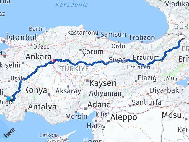 Denizli Acıpayam Ardahan Arası Kaç Km - Yol Haritası