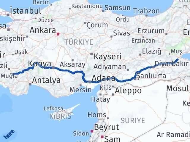 Denizli Acıpayam Bitlis Arası Kaç Km - Yol Haritası