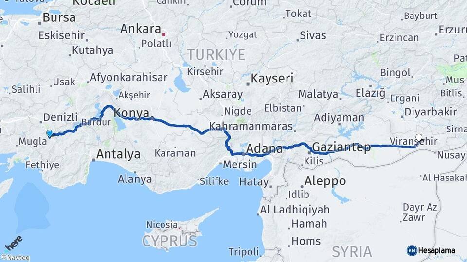 Denizli Acıpayam Mardin Arası Kaç Km - Yol Haritası