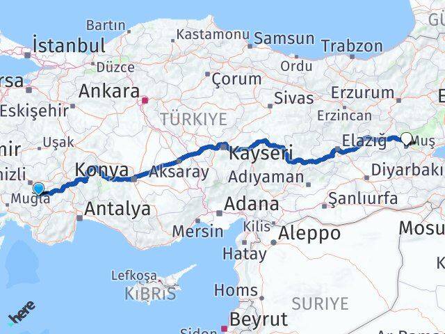 Denizli Acıpayam Muş Arası Kaç Km - Yol Haritası