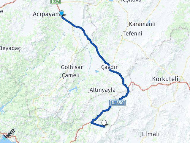 Denizli Acıpayam Seki Seydikemer Muğla Arası Kaç Km - Yol Haritası