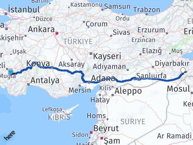 Denizli Acıpayam Şırnak Arası Kaç Km - Yol Haritası