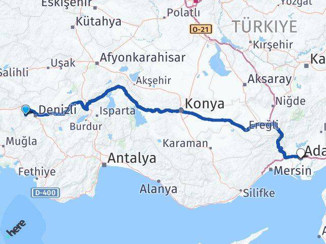Denizli Babadağ Adana Arası Kaç Km - Yol Haritası