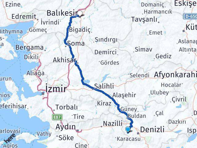 Denizli Babadağ Balıkesir Arası Kaç Km - Yol Haritası