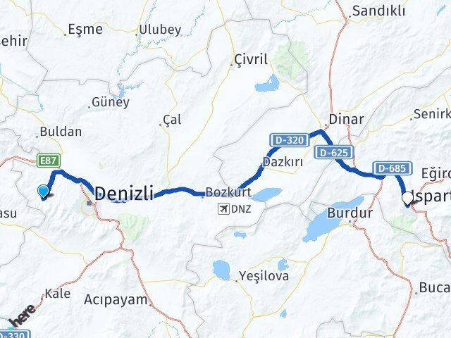 Denizli Babadağ Isparta Arası Kaç Km - Yol Haritası