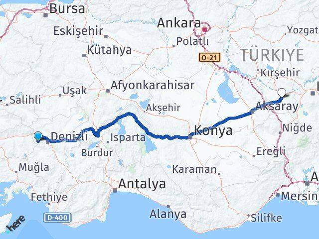 Denizli Babadağ Nevşehir Arası Kaç Km - Yol Haritası