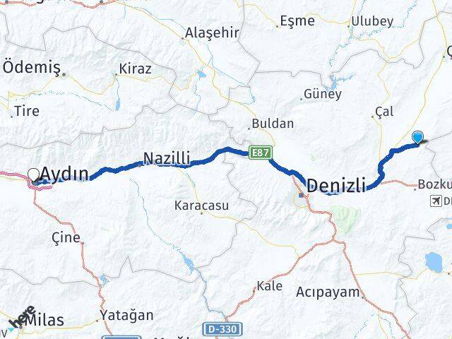 Denizli Baklan Aydın Arası Kaç Km - Yol Haritası