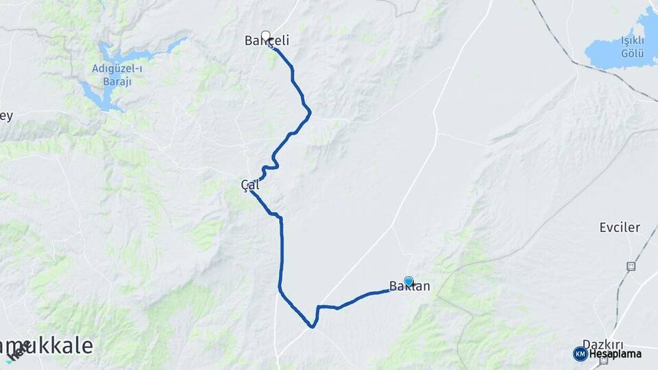 Denizli Baklan Bekilli Arası Kaç Km - Yol Haritası