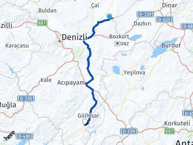 Denizli Baklan Çameli Arası Kaç Km - Yol Haritası