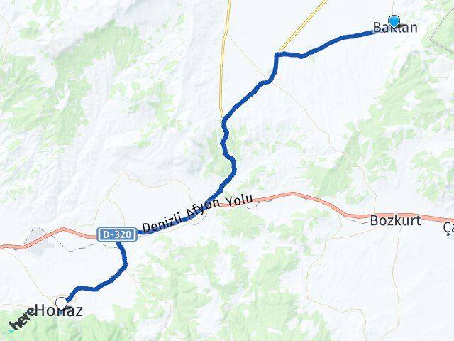 Denizli Baklan Honaz Arası Kaç Km - Yol Haritası