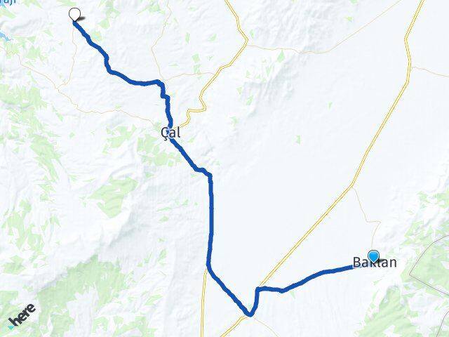 Denizli Baklan Ortaköy Çal Arası Kaç Km - Yol Haritası