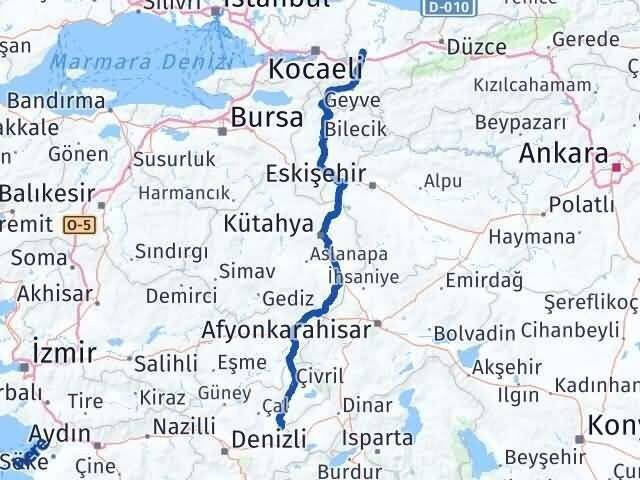 Denizli Baklan Sakarya Arası Kaç Km - Yol Haritası
